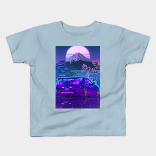 Skyline Gtr R34 Fuji Sakura Vaporwave Kids T-Shirt